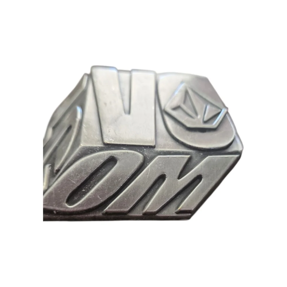 VOLCOM Stone Logo Metal Belt Buckle 3D Skater Skateboard Brushed Metal Vintage - Picture 3 of 4